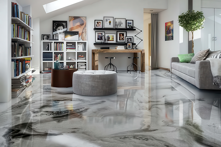 living area epoxy flooring